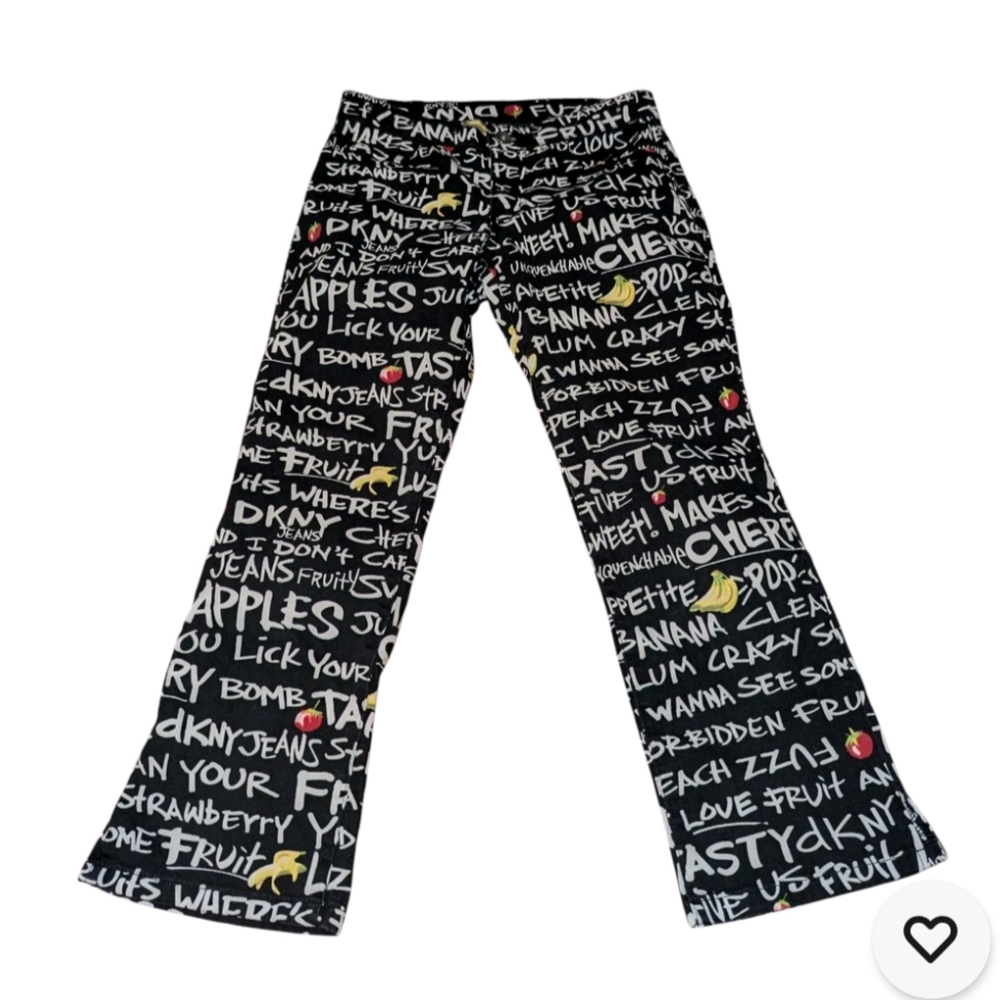 RARE DKNY Graphic Print Black Pants